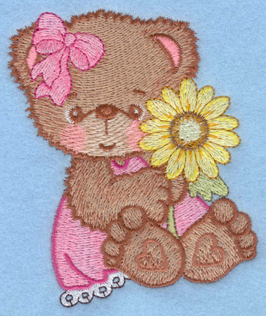 Teddy Bear and Flower Embroidery 