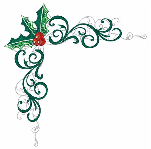 AnnTheGran Embroidery Design: Holly Corner 4.79 inches H x 4.72 inches W