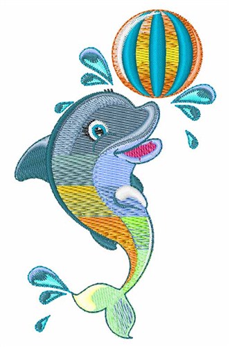 Dolphin With A Ball Embroidery