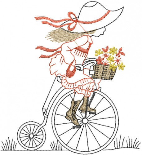 Girl antique bicycle embroidery designs machine embroidery designs at Girl antique bicycle embroidery designs machine embroidery designs at