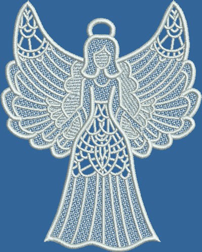 Design Whiz Embroidery Design: FSL Angel 6.23 inches H x 4.91 inches W