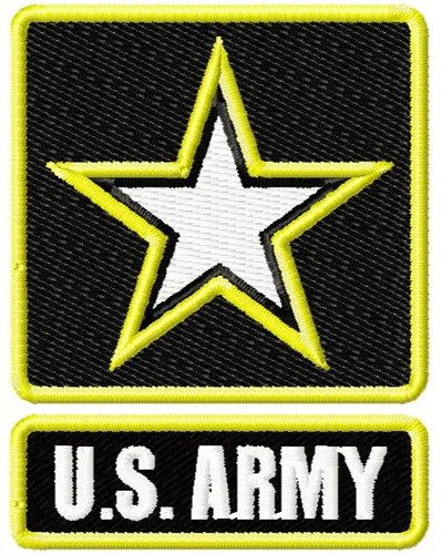 Digital Giggle Embroidery Design: Army Star 2.18 inches H x 1.68 inches W