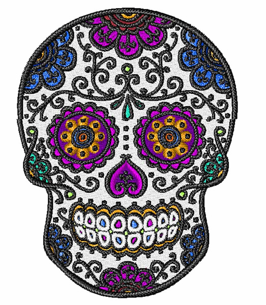 Embroidery Patterns Embroidery Design: Floral Skull 3.94 inches H x 2. ...