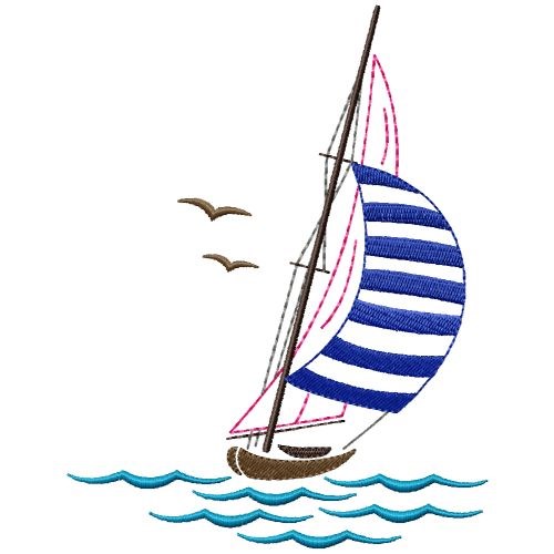 striped sailing embroidery designs, machine embroidery