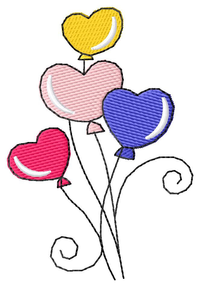 Heart shaped balloons embroidery designs machine embroidery designs at Heart shaped balloons embroidery designs machine embroidery designs at