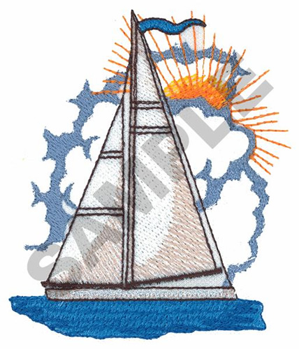 SAILBOAT WITH SUN Embroidery Designs, Machine Embroidery 