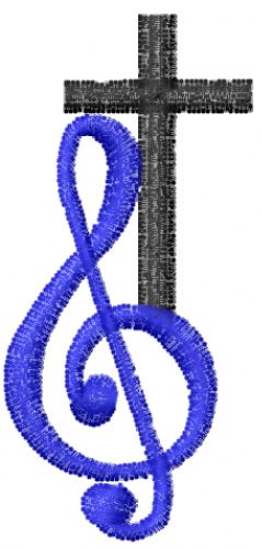  Cross  with Treble  Clef  Embroidery Designs Machine 