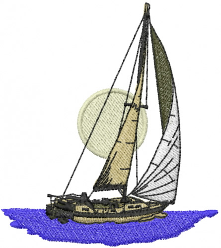 Lyns Emb Embroidery Design: Sailboat 2.95 inches H x 2.62 inches W