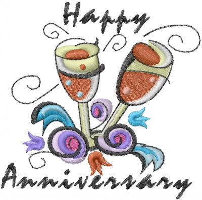 Happy Anniversary Champagne Embroidery Designs Machine Embroidery