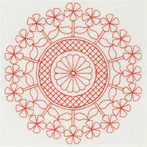 Redwork Round Floral Embroidery Designs Machine Embroidery