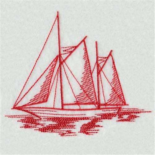 Redwork Sailboat Embroidery Designs, Machine Embroidery 