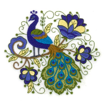 Round Jacobean Peacock Embroidery Designs, Machine Embroidery Designs ...