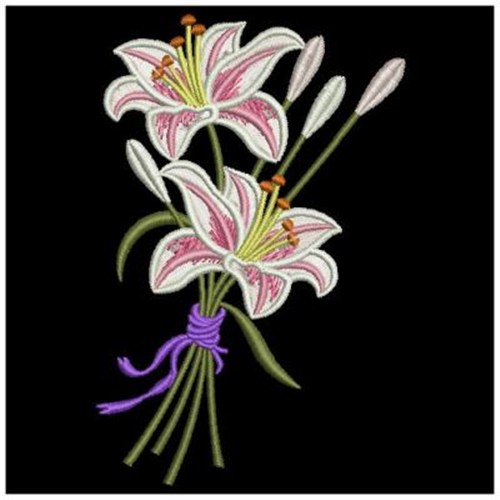 Stargazer Lily Bouquet Embroidery Designs, Machine Embroidery Designs