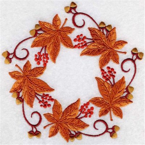 Download Autumn Leaves Wreath Embroidery Designs, Machine ...