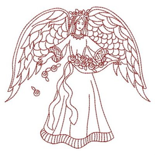 Redwork Floral Angel Embroidery Designs, Machine Embroidery Designs at ...