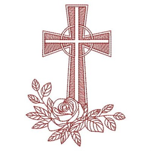 Redwork Rose Cross Embroidery Designs Machine Embroidery Designs At
