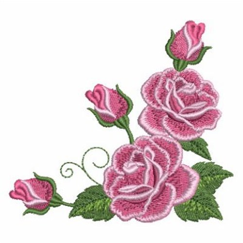 Romantic Roses Corner Embroidery Designs, Machine Embroidery Designs At 