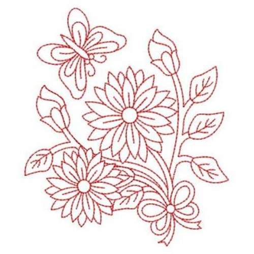 Redwork Flower Bunch Embroidery Designs, Machine Embroidery Designs at ...