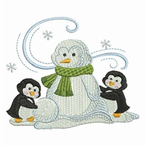 47+ Cute Snowman And Penguins Embroidery