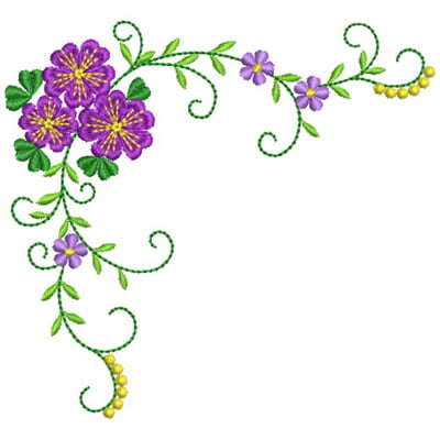 Wind Bell Embroidery Embroidery Design: Floral Corner 4.73 inches H x 5 ...