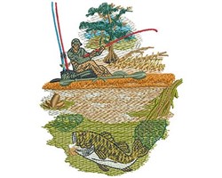 KAYAK FISHING Embroidery Designs, Machine Embroidery 