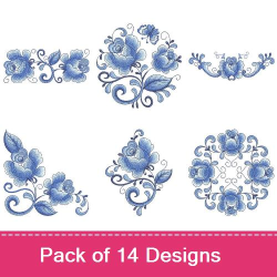 Delft Blue Roses 2 Embroidery design pack by Ace Points ...
