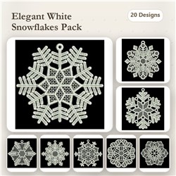 FSL elegant snowflake Embroidery bundle featuring 20 intricate snowflakes like Hexagonal and Delicate, perfect for winter dec