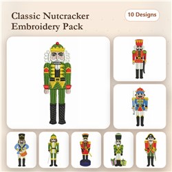 Celebrate Christmas with this Nutcracker figures embroidery bundle featuring 10 vibrant soldiers including the Green and Red