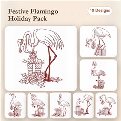 Redwork Christmas Flamingo