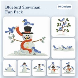 Snowman And Bluebirds