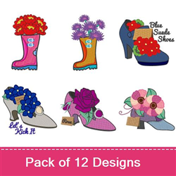 Floral Shoes Embroidery design pack by Ann The Gran, Embroidery Packs on