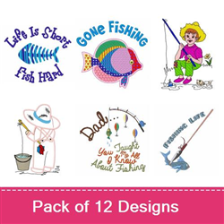 Gone Fishing! Embroidery design pack by Ann The Gran, Embroidery Packs on