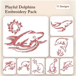 Redwork Dolphins