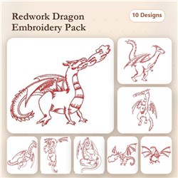 Redwork Dragons