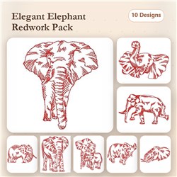 Redwork Elephants