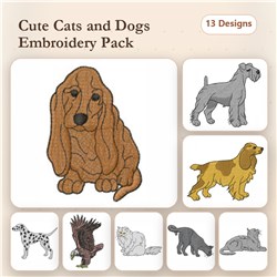 Beagle & Cat Embroidery Bundle – Pet Lovers Designs
