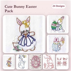 Easter Rabbits Redwork