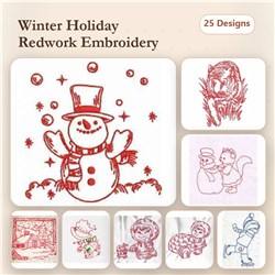 Redwork Winter Fun