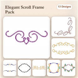 Elegant scroll frames Embroidery bundle featuring intricate curved designs, perfect for embellishment, with 13 stunning piece
