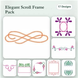 Elegant scroll frames and decorative borders Embroidery bundle featuring 17 intricate designs including Floral Border 1.
