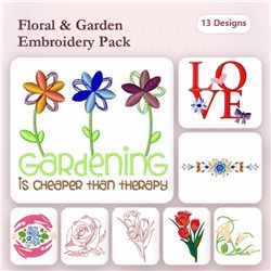 Pink Flowers & Redwork