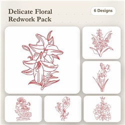 Redwork Floral Designs