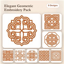 Intricate Circular and Complex Geometric designs in this Standard Embroidery bundle featuring eight unique pieces.