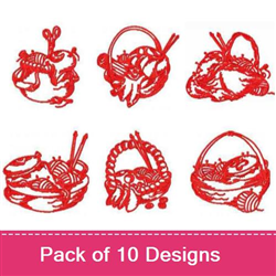 KNITTING BASKET Embroidery Design