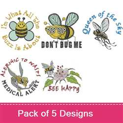 Buzzing Bees Embroidery Transfer Sheet Pattern - 18 x 24 Inch Featuring 14  Designs