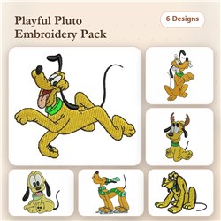 Pluto Embroidery Bundle – Disney's Beloved Dog (6 Designs)