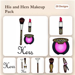 Lipstick, makeup brush, and blush compact in a playful embroidery bundle for beauty enthusiasts.