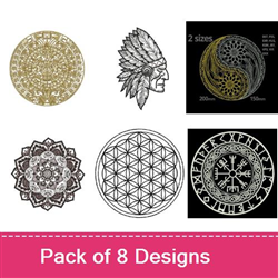 gray flower of life patch small size with variations sacred geometry  embroidery for sewing or as decoration