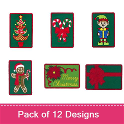 12 Christmas Card Embroidery Design Pack