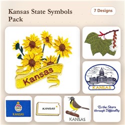 Kansas State Flag Embroidered Iron-On Patch - KS Applique Emblem